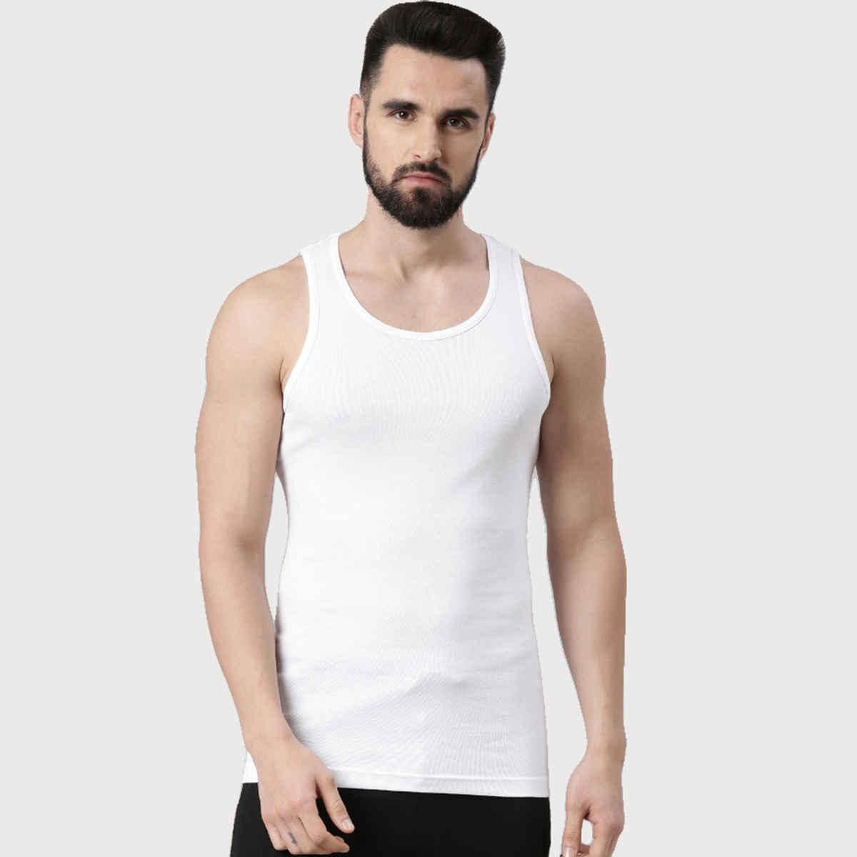 Force Nxt Men's Super Combed Egyptian Cotton Vest | White - M