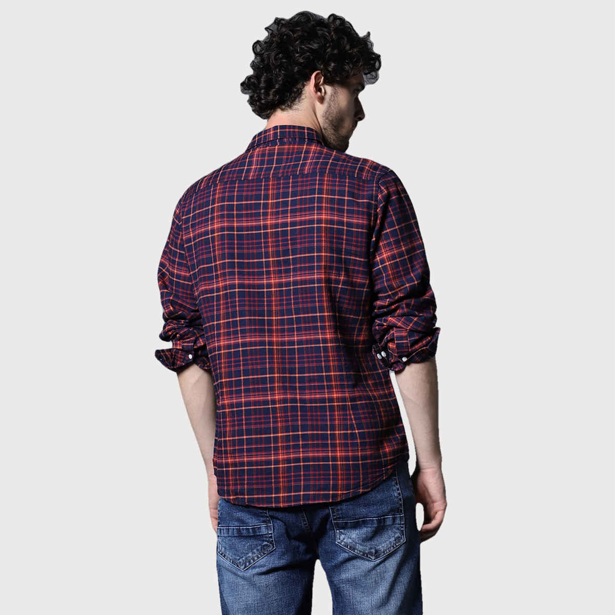 High Star Men Classic Regular Fit Tartan Checked Opaque Cotton Multi Casual Shirt (Size-40)