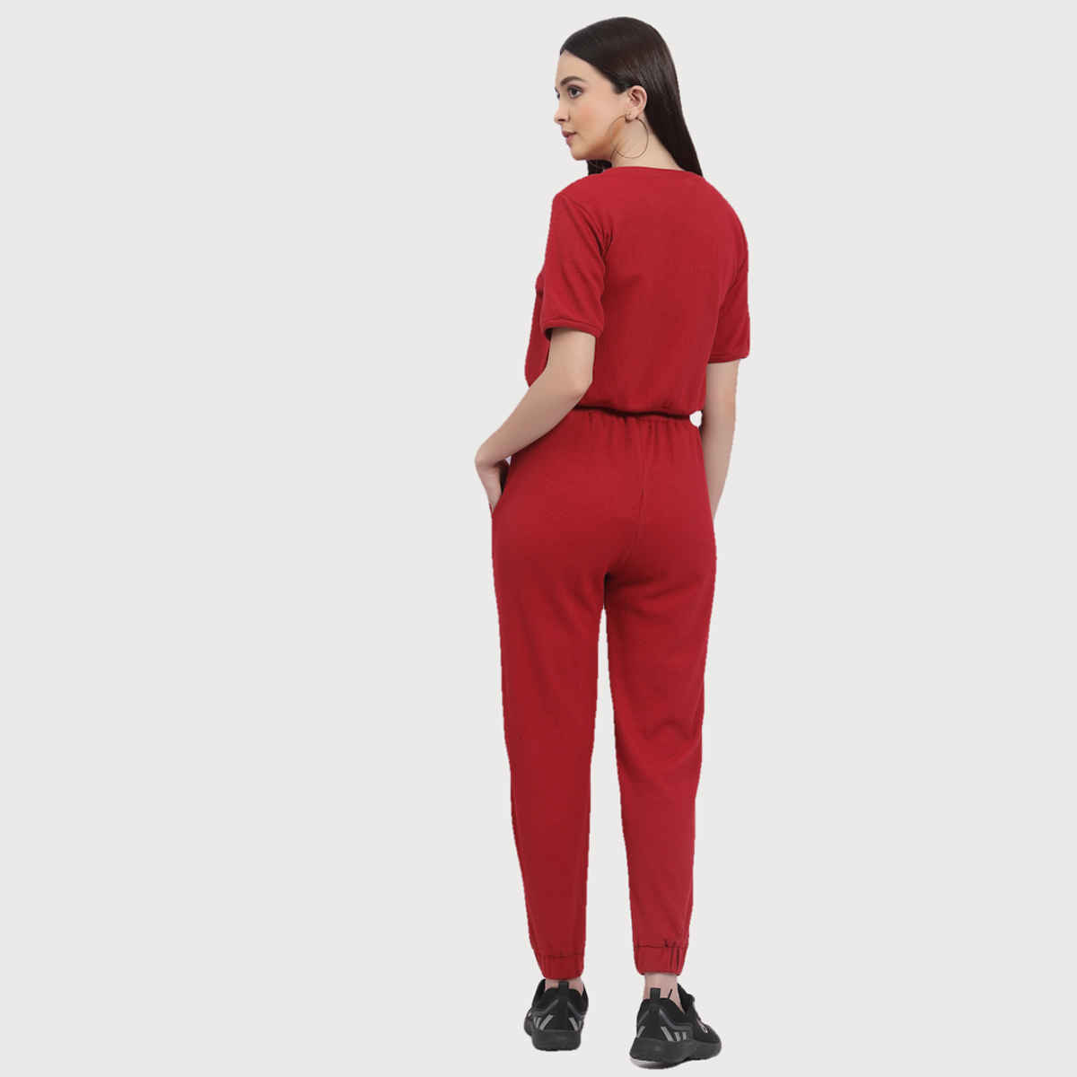 Rigo Women Waffle Knit Co-ord Set | Maroon - S