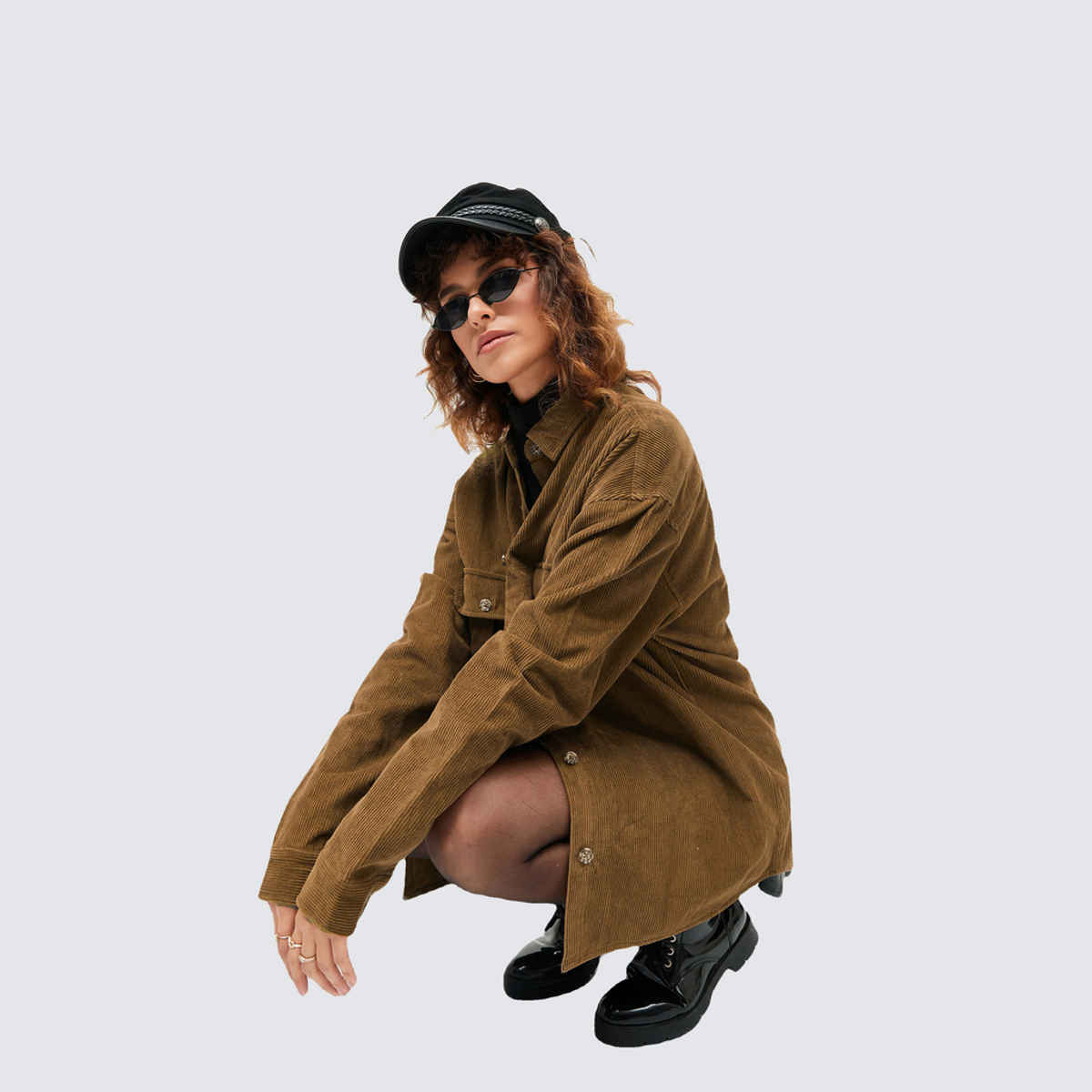 SASSAFRAS Women's Corduroy Oversized Shirt | Brown - XL