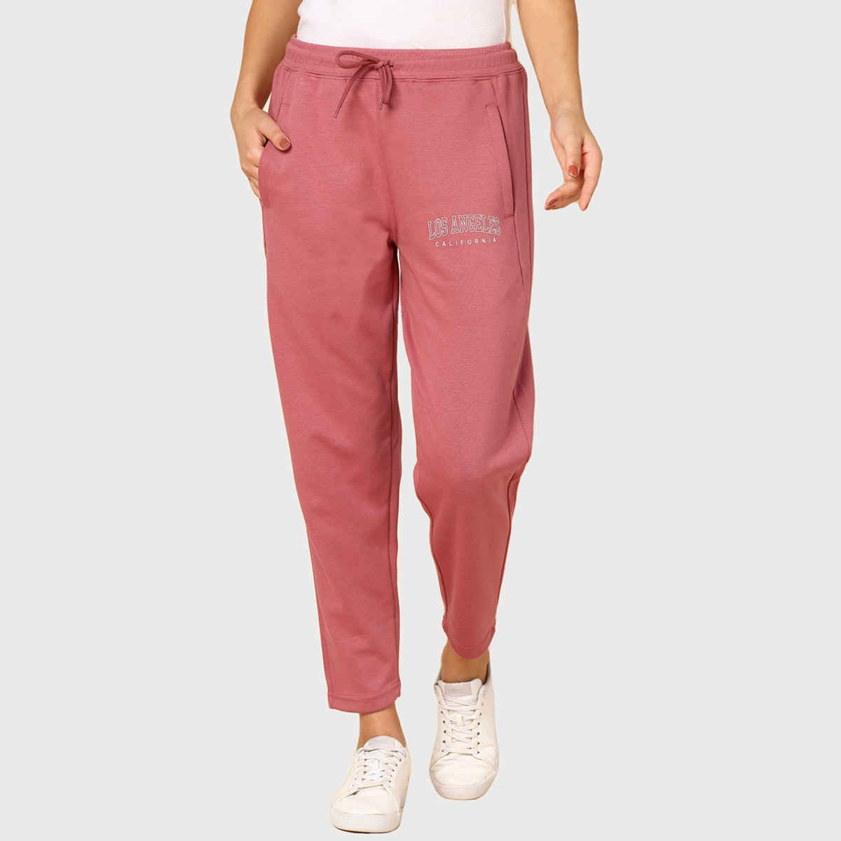 Alan Jones Women's Ankle-Length Cotton Trackpant | Comfort Fit | Heavy GSM Fabric | Pink - L