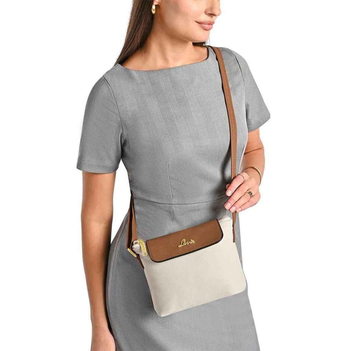 Lavie Women's Colourblock Rove Flap Crossbody Sling Bag | Ladies Purse Handbag | Off White
