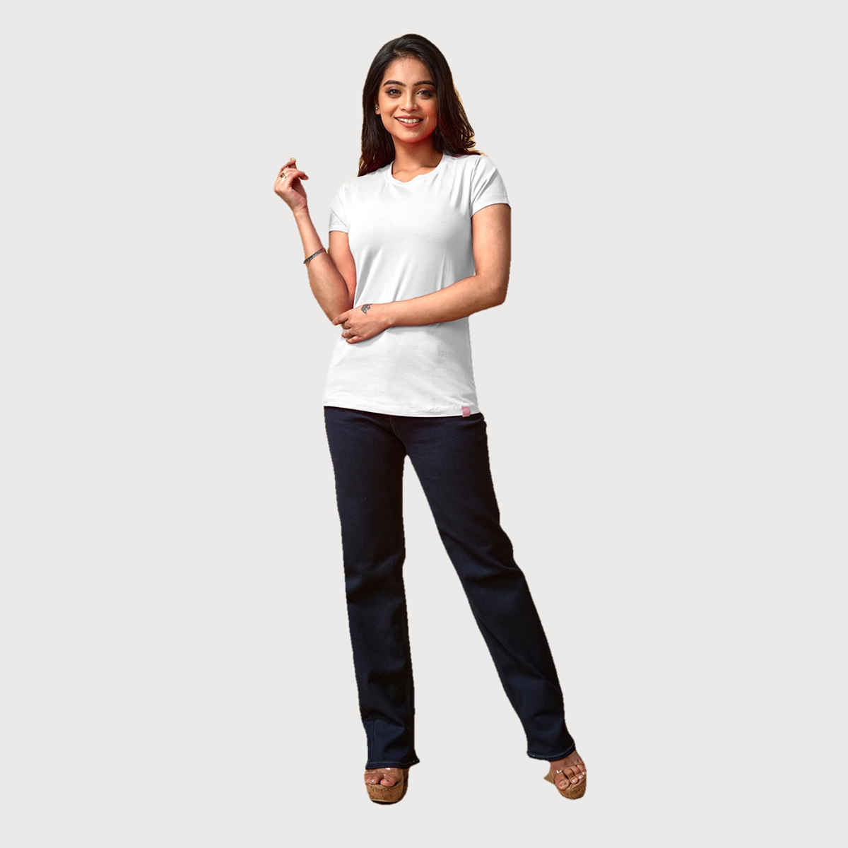 Lyra Women's T-shirt Round Neck Half Sleeve | White - S