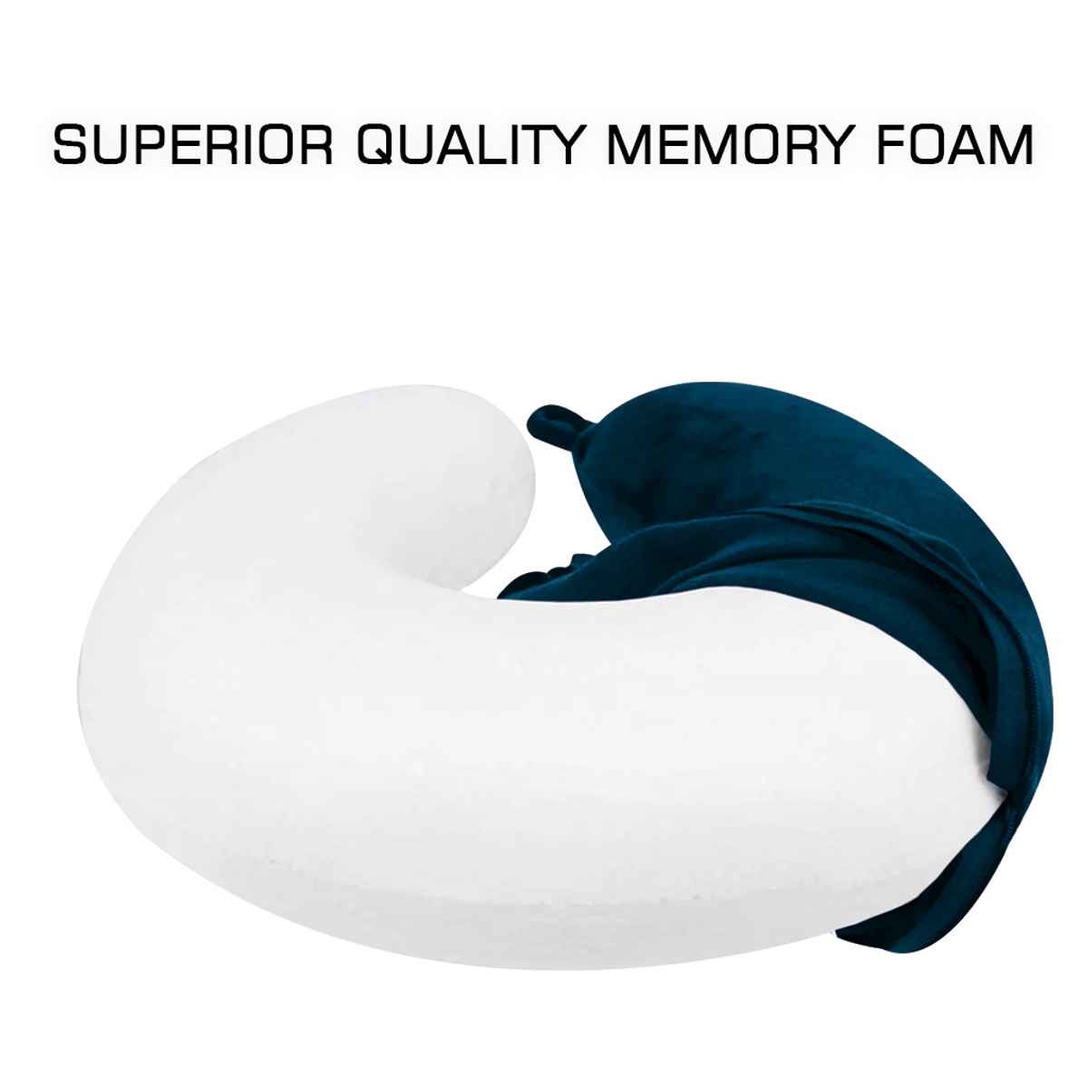 Billebon Unisex Memory Foam Travel Neck Pillow | Navy Blue - One Size