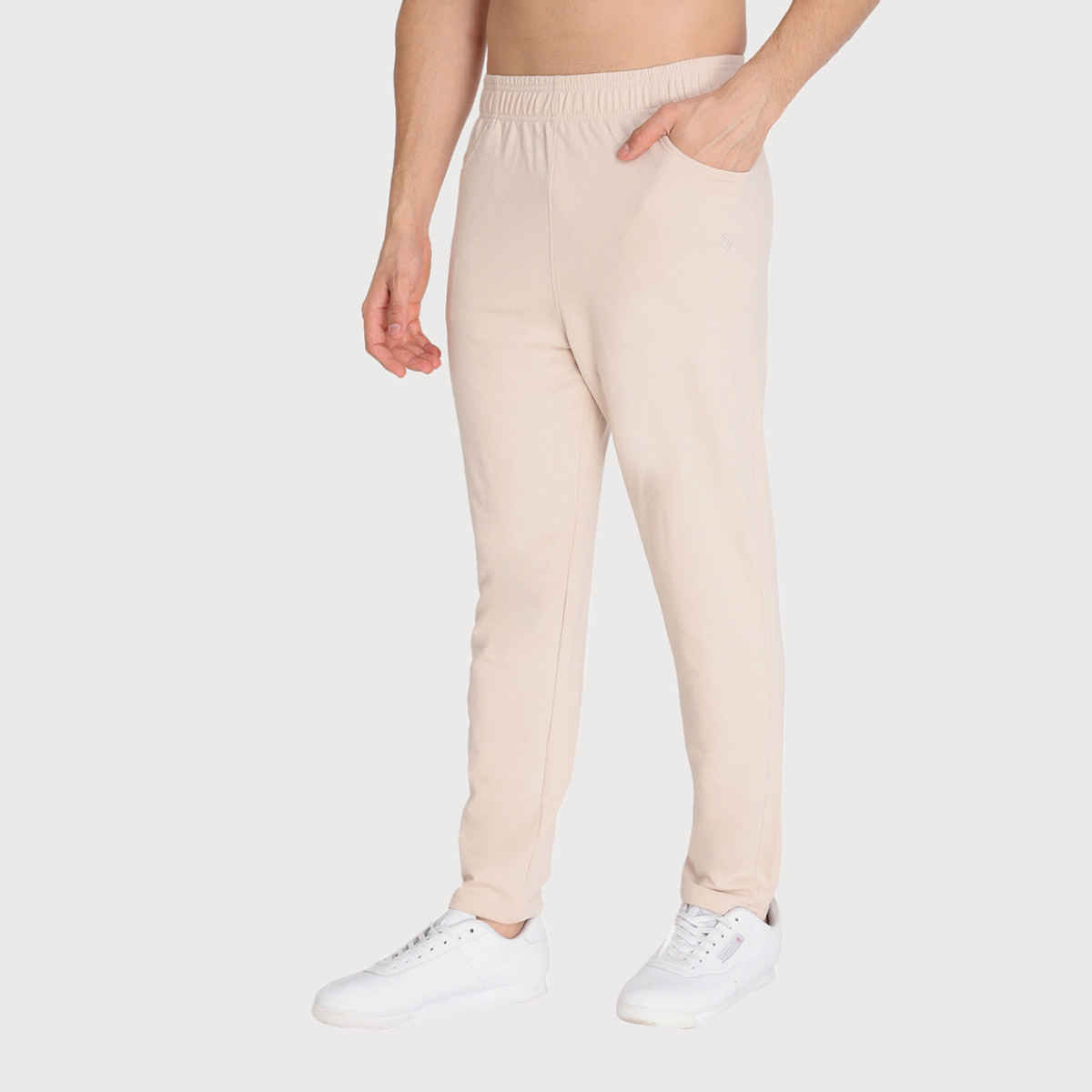 Chkokko Men Solid Casual Track Pant Regular Fit Lower With Pocket Pastel Beige | Size - M