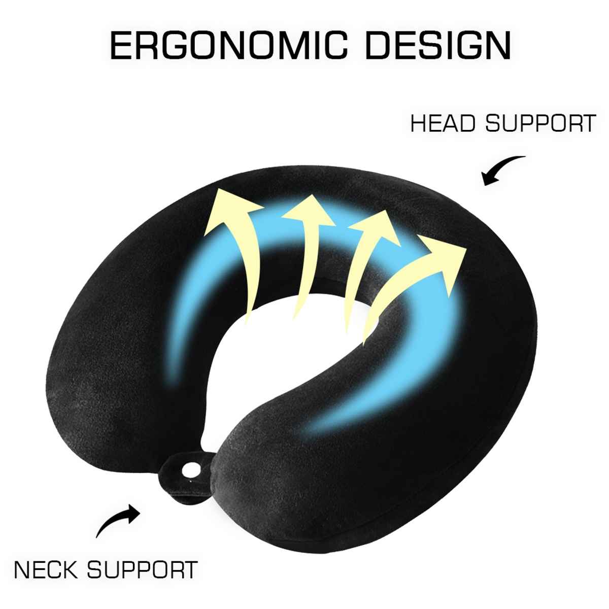 Billebon Unisex Memory Foam Travel Neck Pillow | Black - One Size