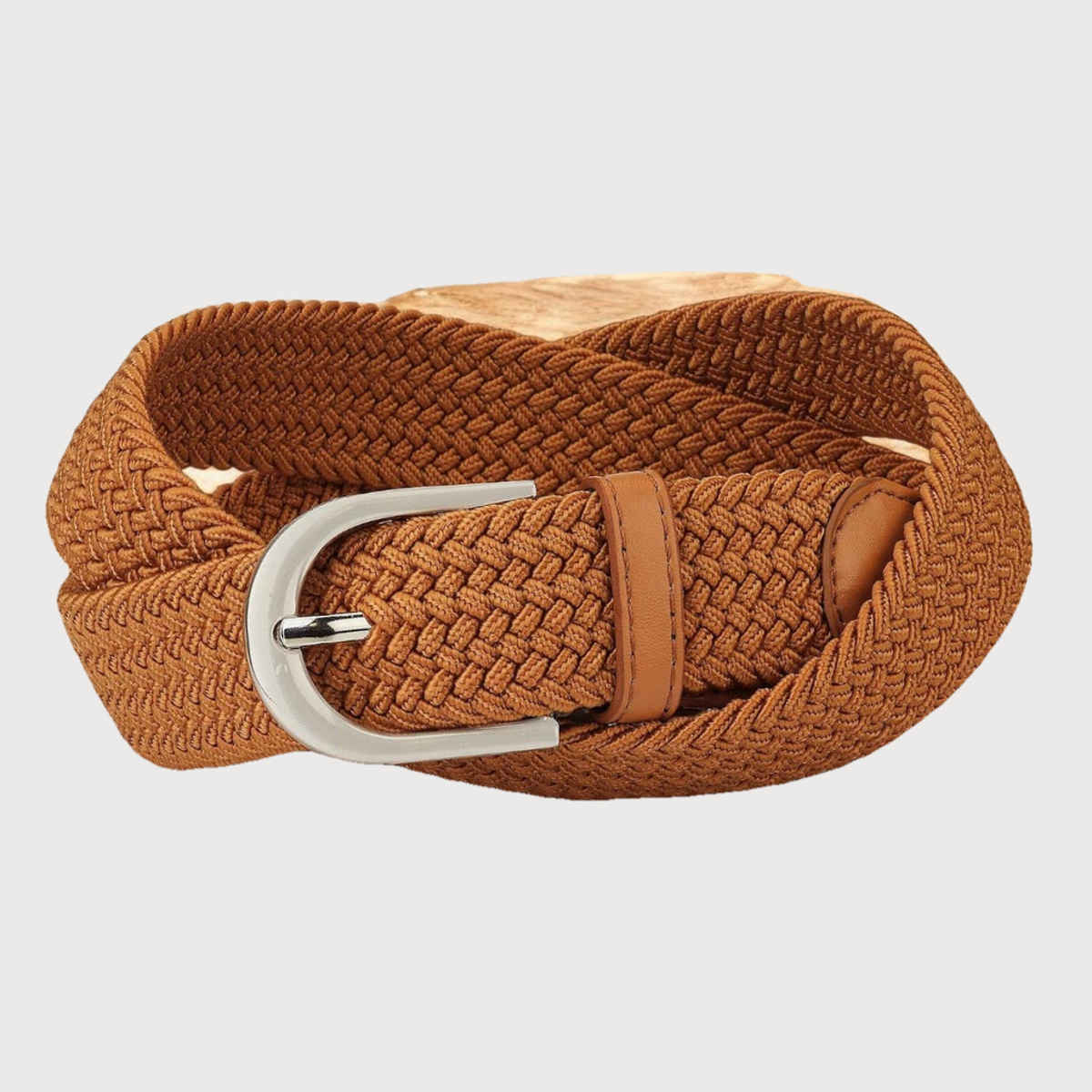 Zoro Unisex Solid Woven Fabric Belt | Tan - Free Size