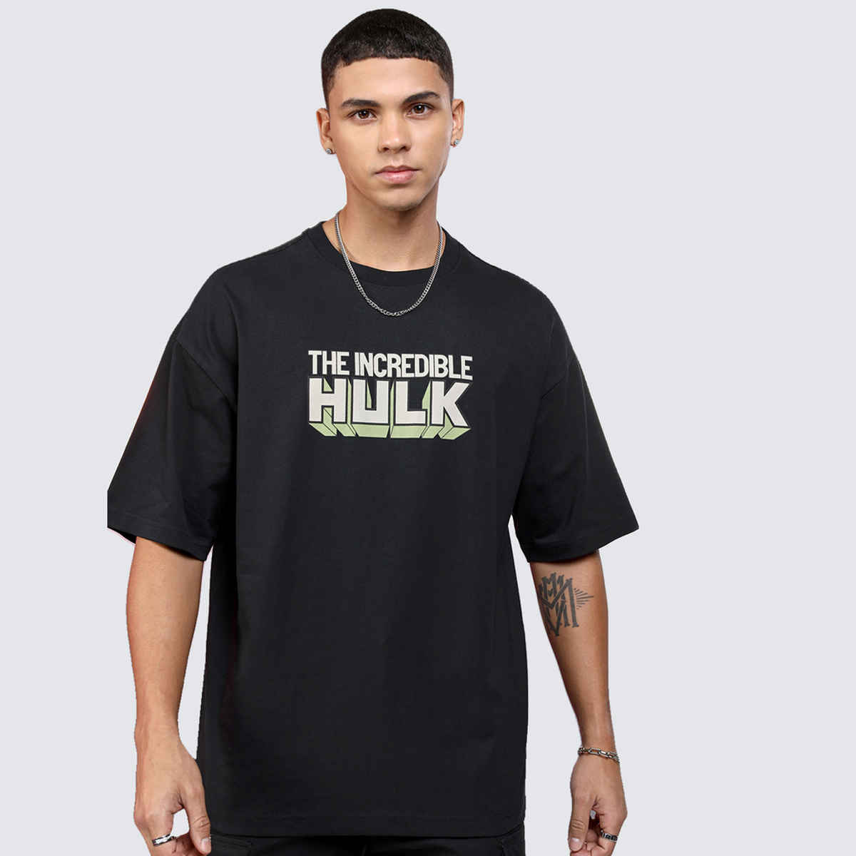 Highlander Men's Marvel Hulk Oversized Drop Shoulder T-shirt | Black - L
