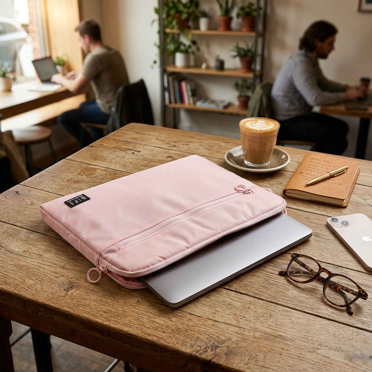 QIPS Unisex Solid Polyester 13 L Laptop Sleeve | Light Pink