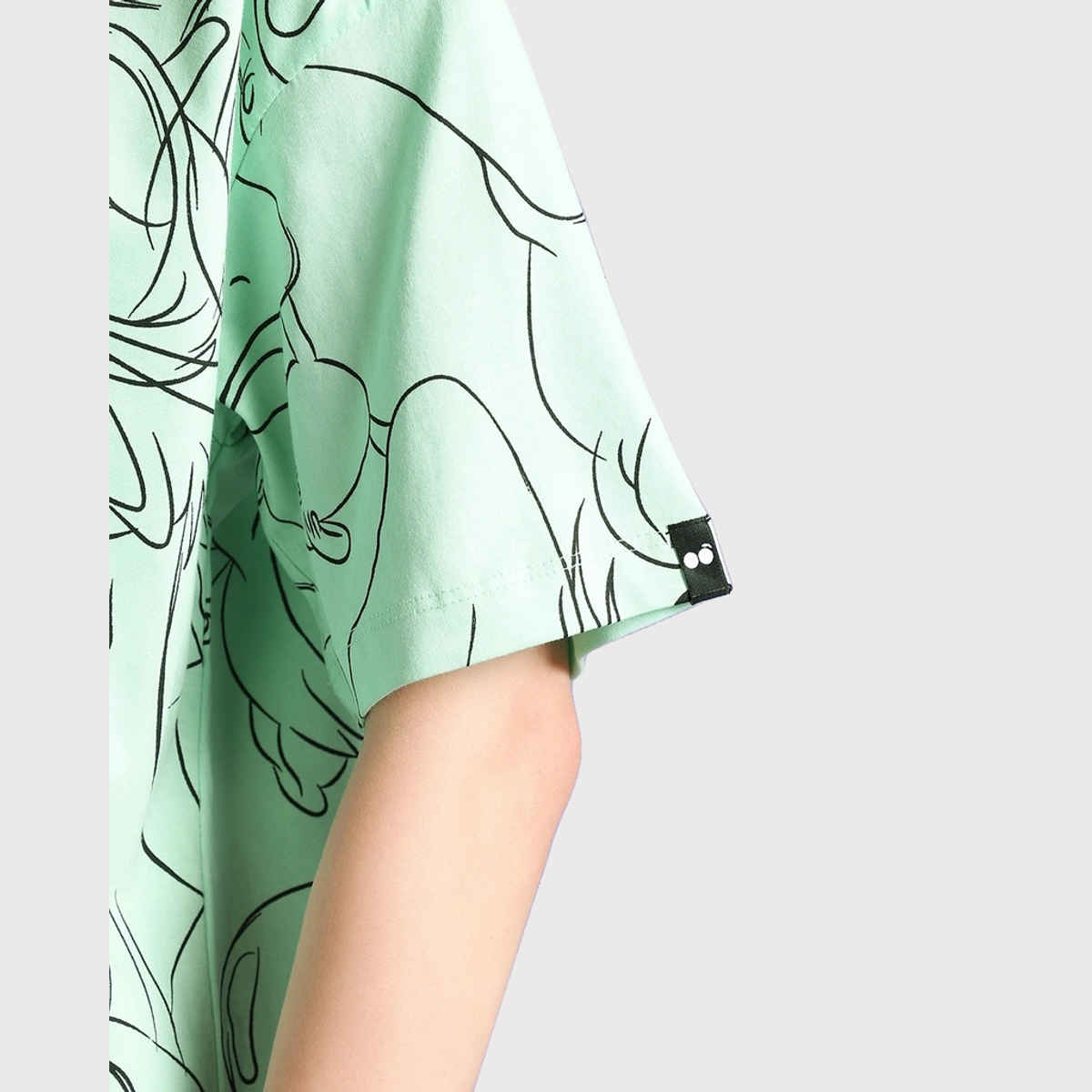 Bewakoof Women's Official Looney Tunes Merchandise All Over Printed Oversized T-shirt | Green - S