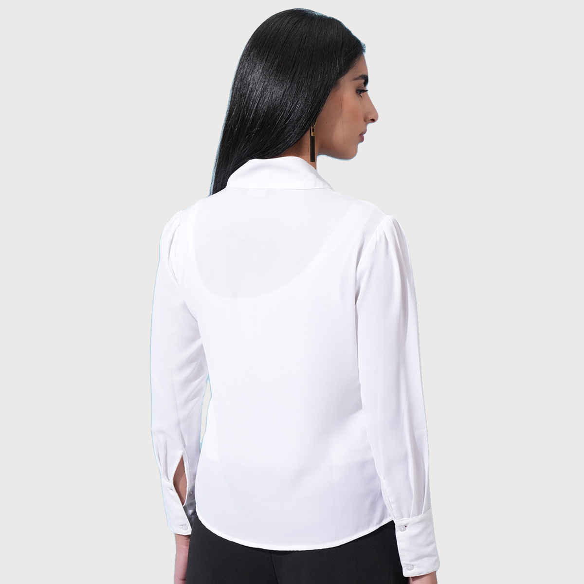 Ketch Women's Solid Pussy Bow Shirt | White | L
