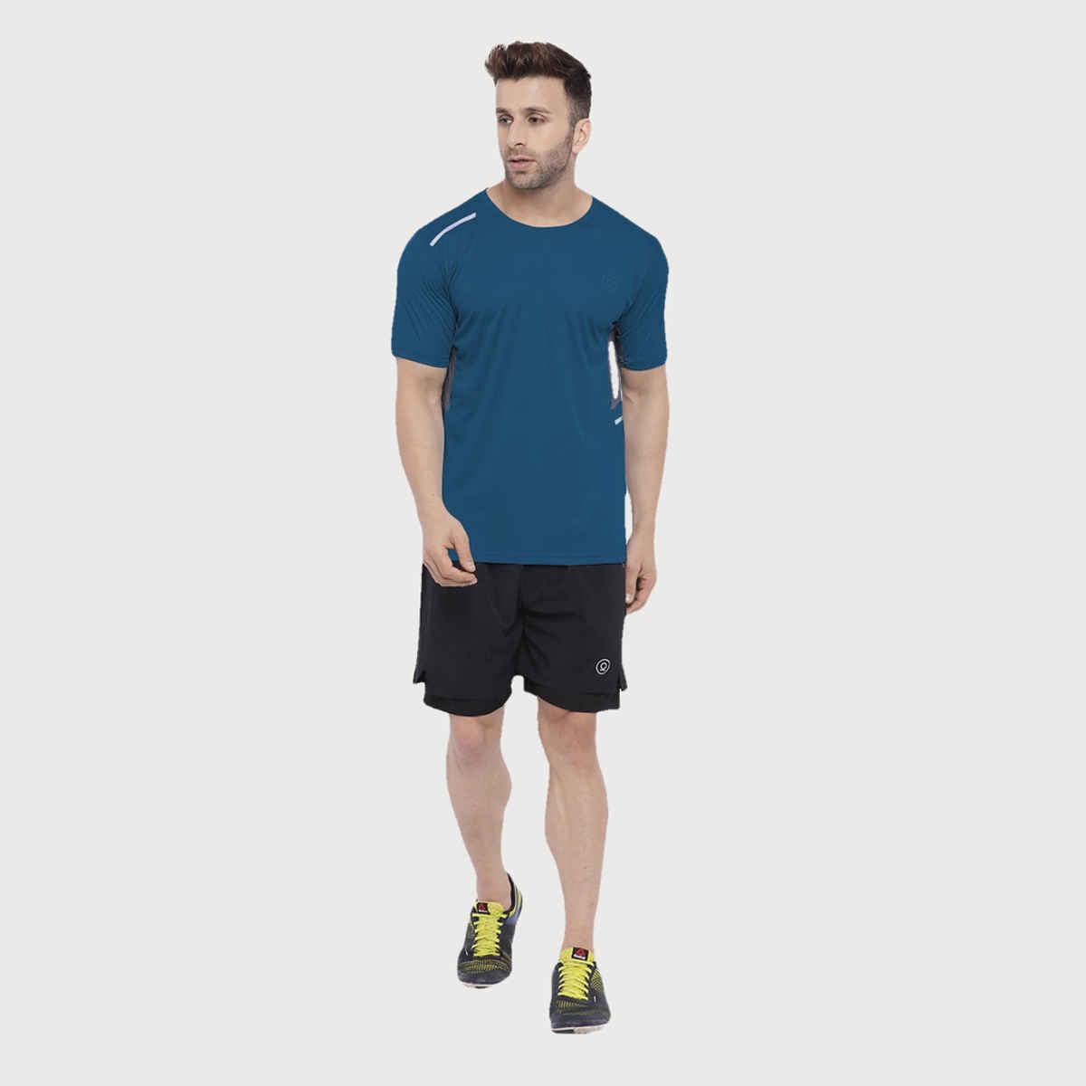 Chkokko Men's Round Neck Regular Dry Fit Gym Sports T-shirt | Indigo - XL
