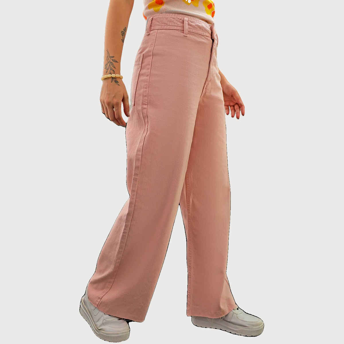 Freehand Women's High Rise Clean Look Bootcut Patch Pocket Over Dyed Jeans | Pink - 28