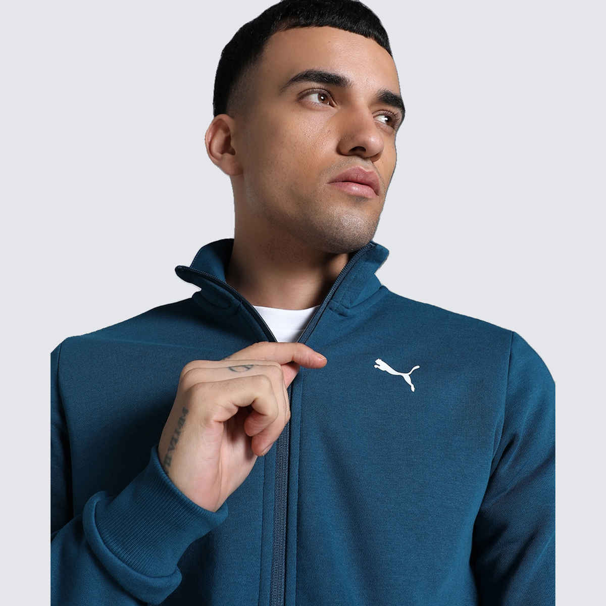 Puma Men's Slim Fit Zippered Sweat Jacket | Blue | M