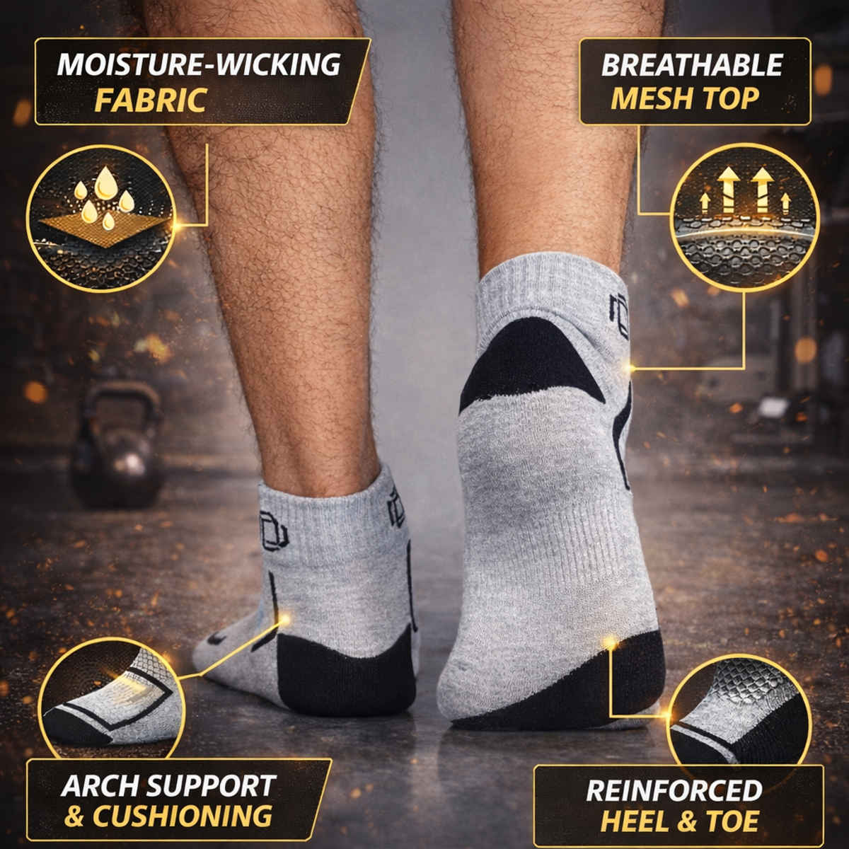Dollar Men's Polyester Ankle Length Socks | Multicolour - Free Size