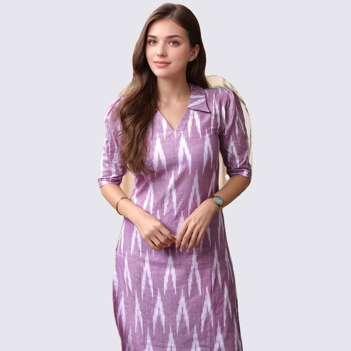 GoSriKi Women's Rayon Blend Straight Printed Kurta with Pant | DEMETER | Onion - L