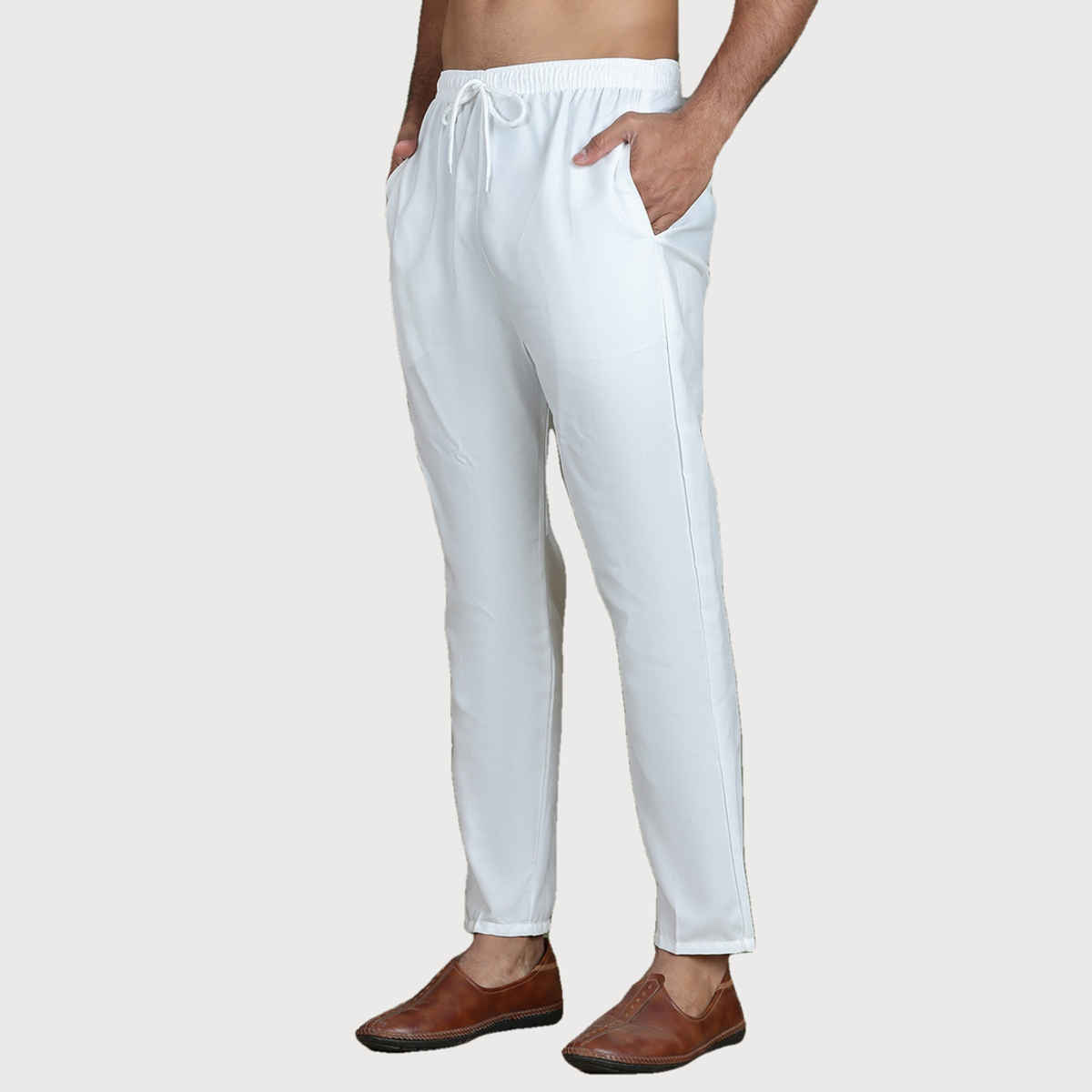 Jompers Men s Cotton Solid Pyjama ANKPJ 006 - White | 30