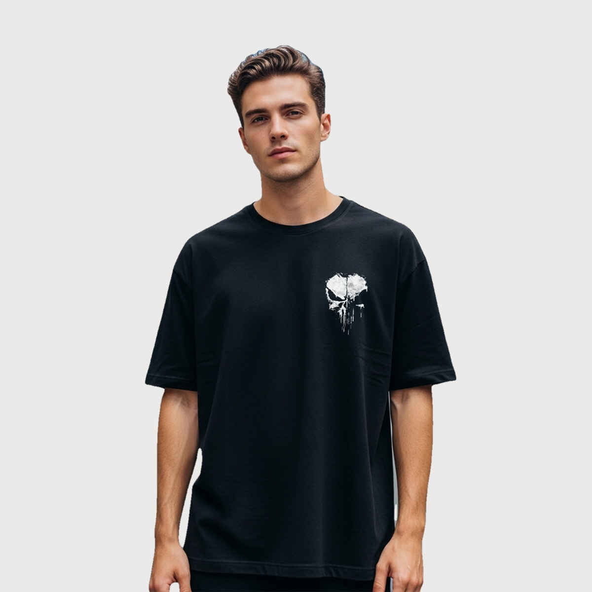 BENNY BROOKS Men's Round Neck half sleeve Oversized T-shirt |AA(ARN)BLACK120 | Black - XL