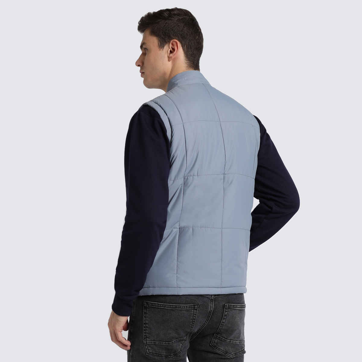 Dennis Lingo Men's High Neck Regular Fit Solid Blue Jacket | Dlmjkw23014 - Bl | S