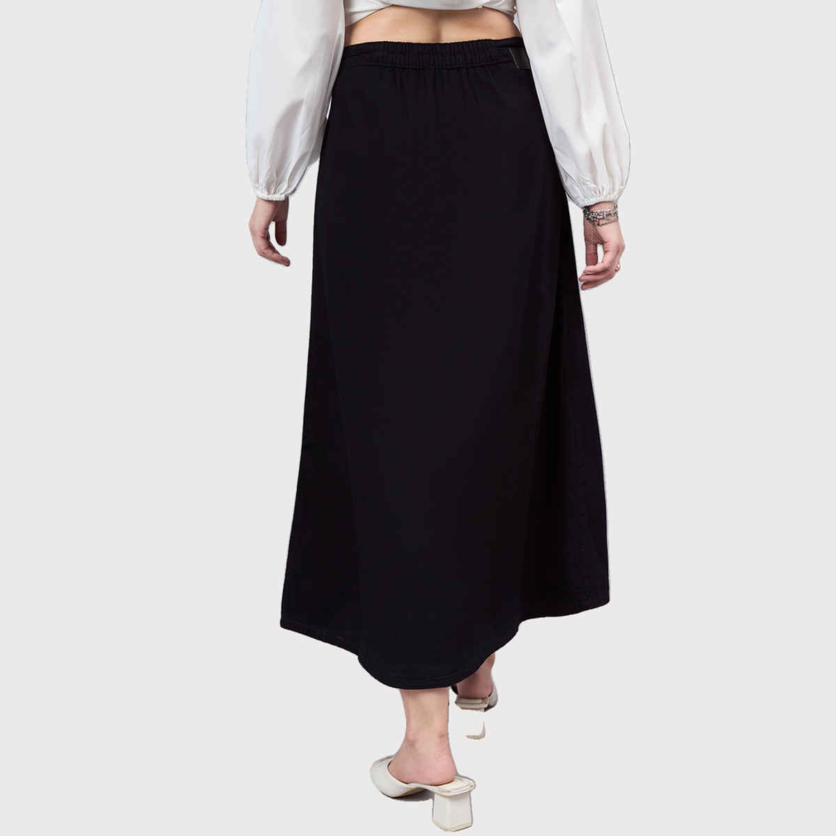 Style Quotient Women A-Line Maxi Denim Skirt | 28 | SS24SQMADONNA - Black