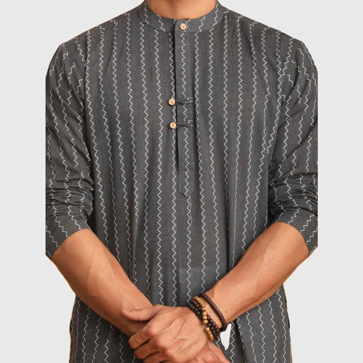 Vastramay Men's Cotton Kurta | Grey - M