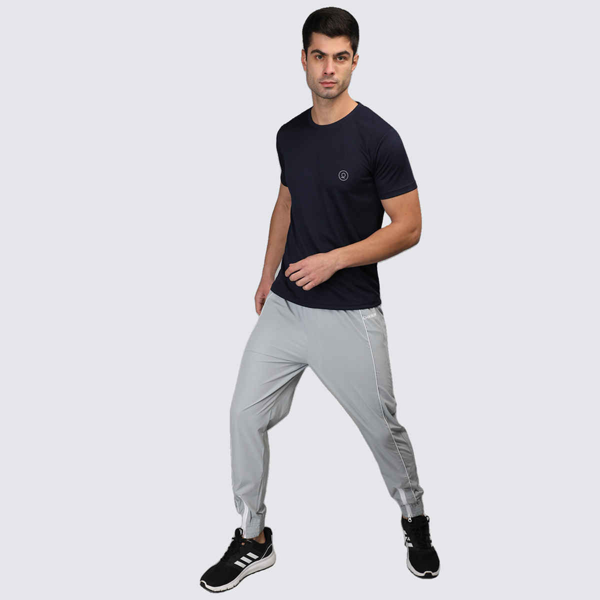 Chkokko Men's Solid Regular Fit Sports T-shirt | Navy Blue - L