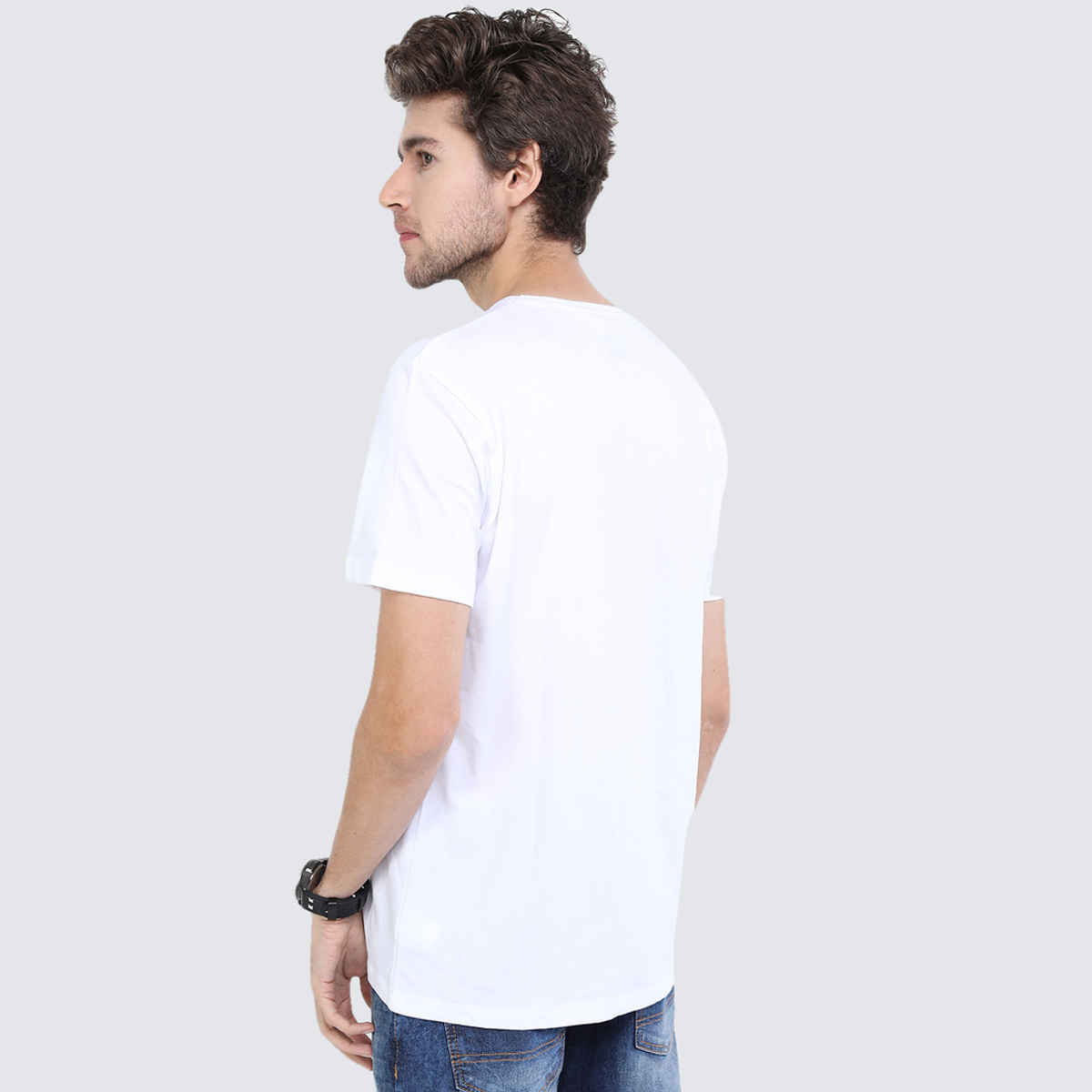 Highlander Men's Round Neck Short Sleeve Slim Fit T-shirt | White - XL