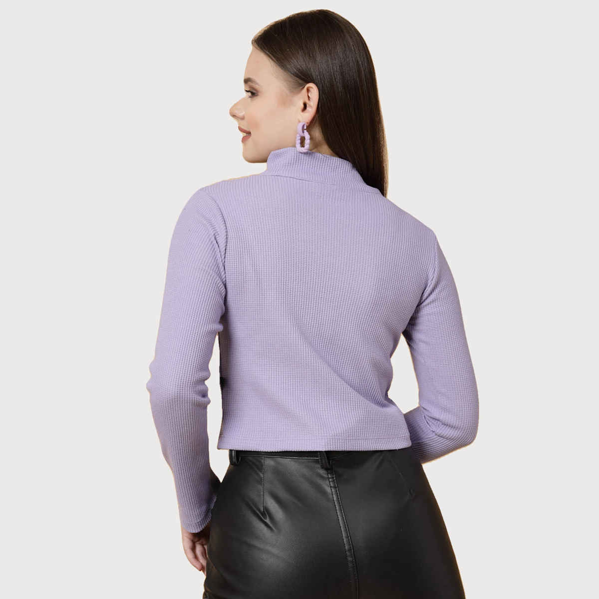 Rigo Women Waffle Top | Light Purple - S
