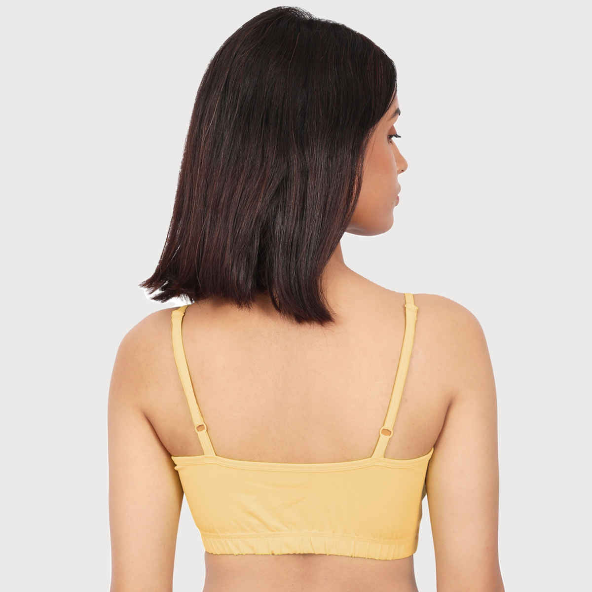 D'Chica Thin Strap Sports Bra For Women | Double Layered Full Coverage Bra | Skin | S