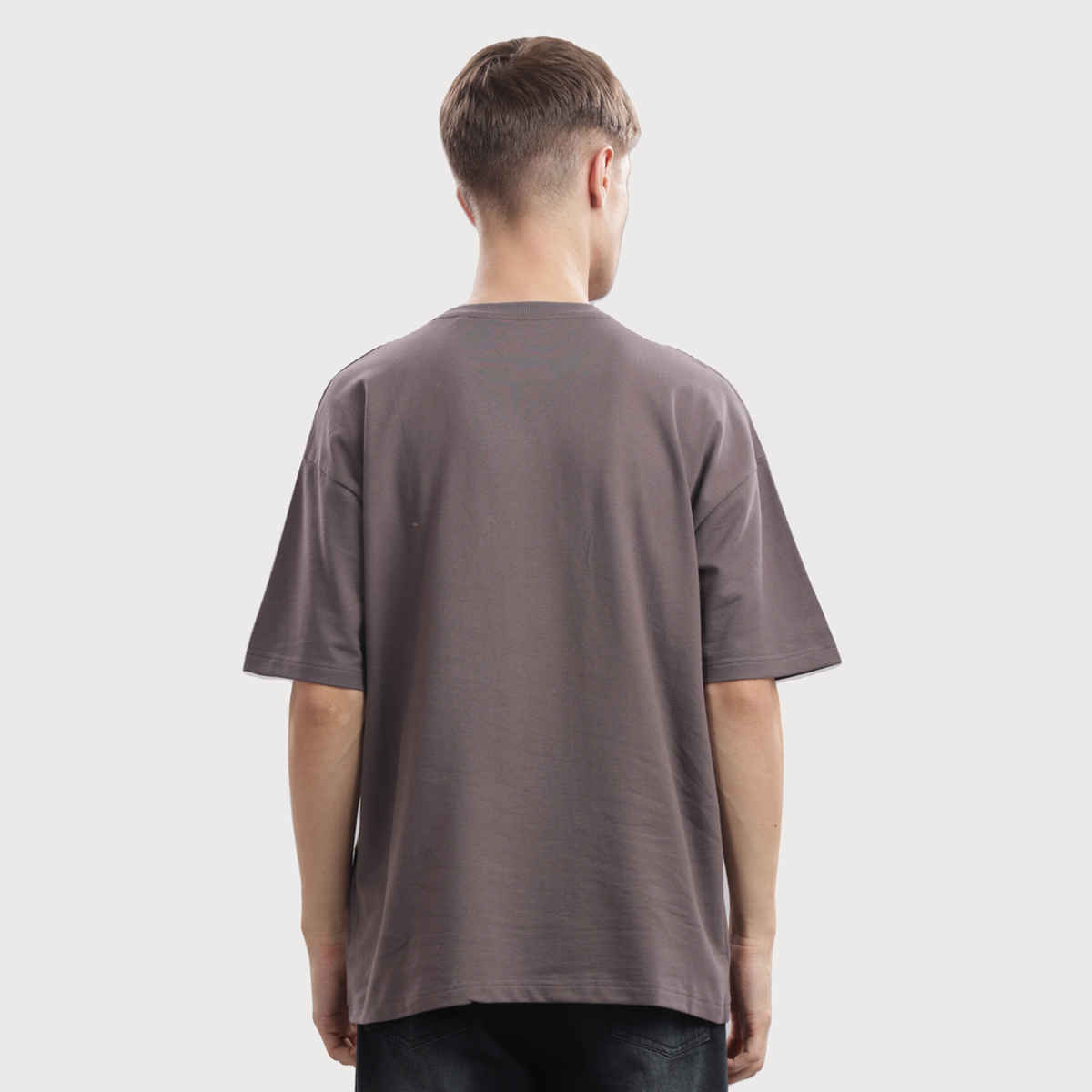 OUTLAWS Men's 100% Cotton Oversized T-Shirt | Half Sleeves | Round Neck | Grey - L