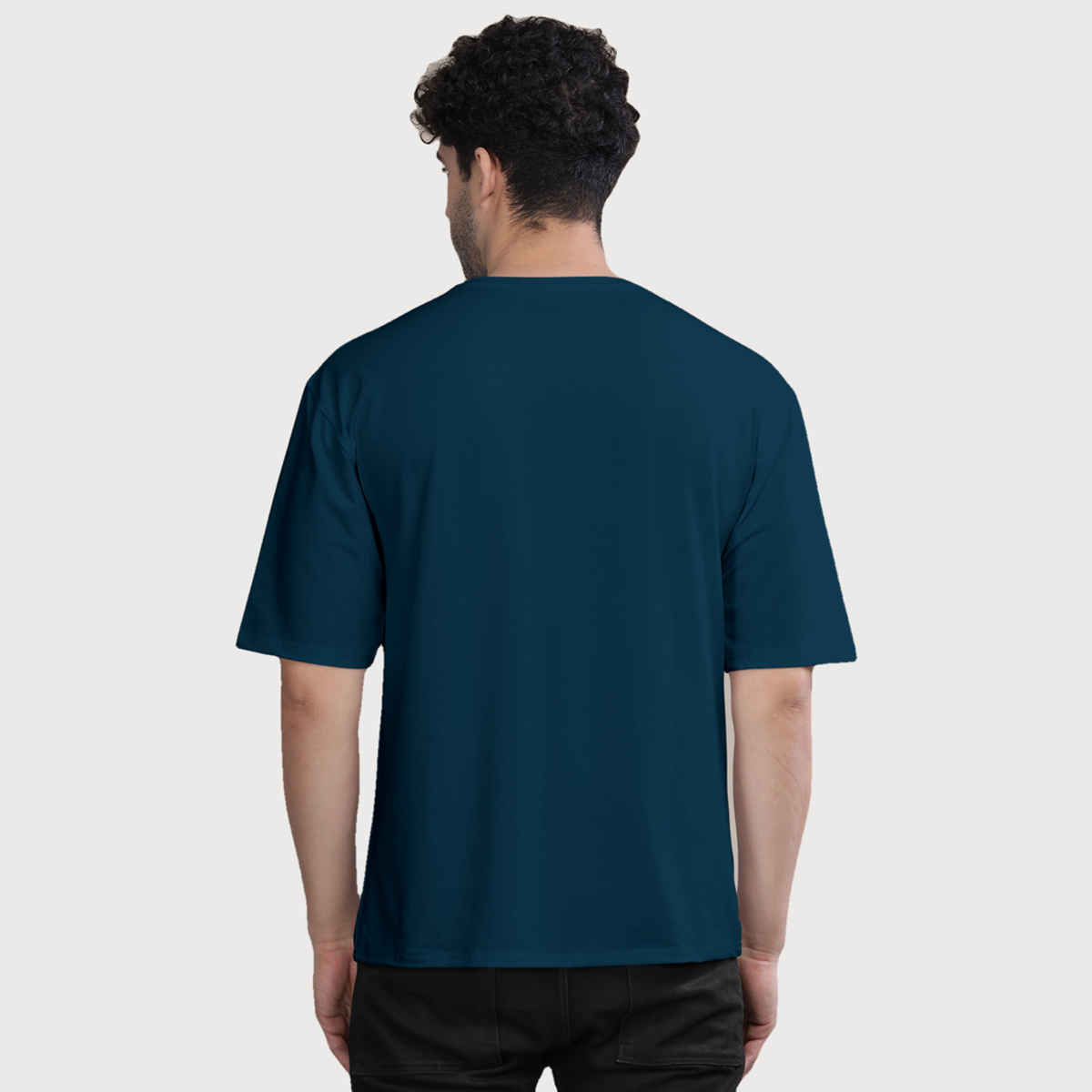 Bullmer Men's Oversized T-shirt Front Printed | Petrol Blue | M