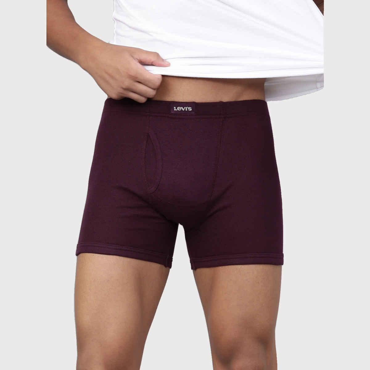 Levi's Men Pure Cotton Long Length Trunk | Ultrasoft Natural Hand Feel Waistband | Wine - L
