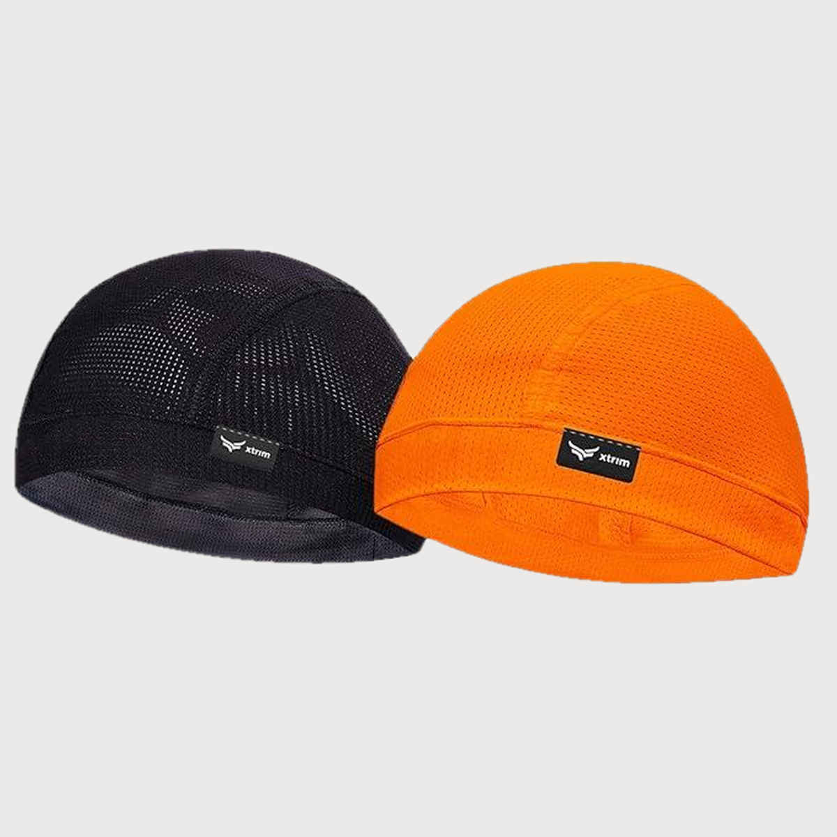 Xtrim Skull Cap for Bikers, Inner Helmet Liner | Orange & Black | One Size Fits All