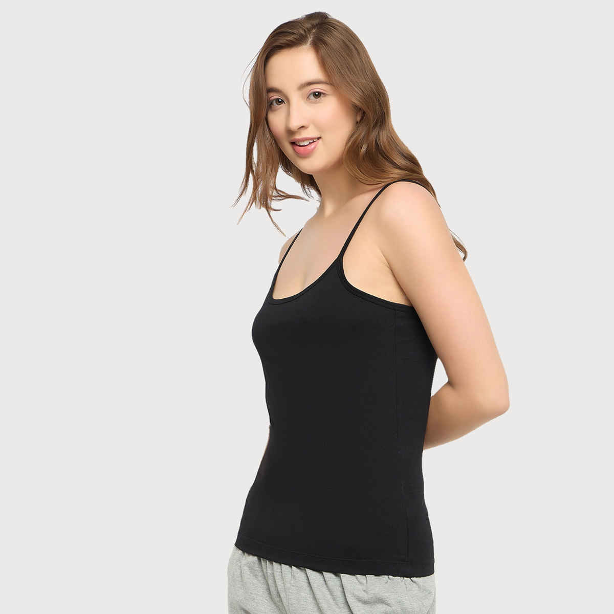 Clovia Chic Basic Camisole - Cotton(Black - Xl)