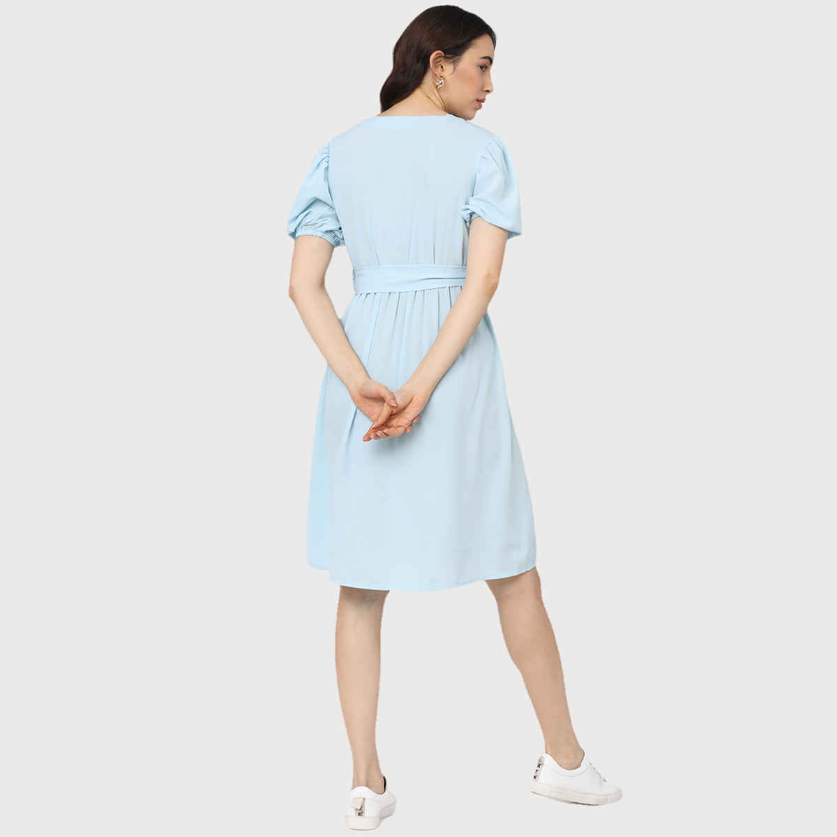 Tokyo Talkies Women's A-Line Knee Length Dress | Blue - XL