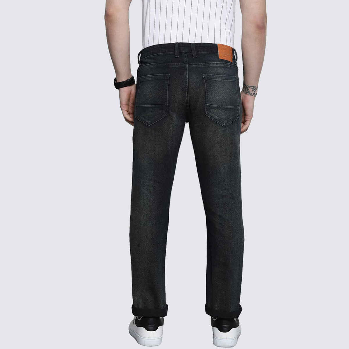 The Indian Garage Co Men's G-Jake Slim Straight Fit Jeans Solid Street Jeans | Blue - 32