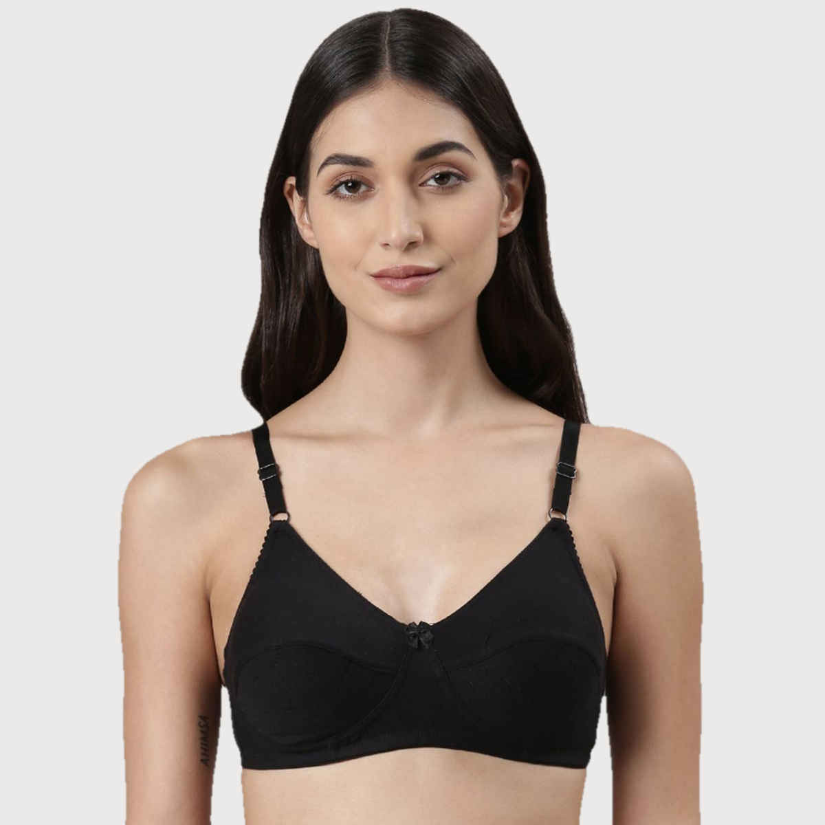 Dollar Missy Women's Cotton Wire-Free Uplift Support Bra | Black - 32C