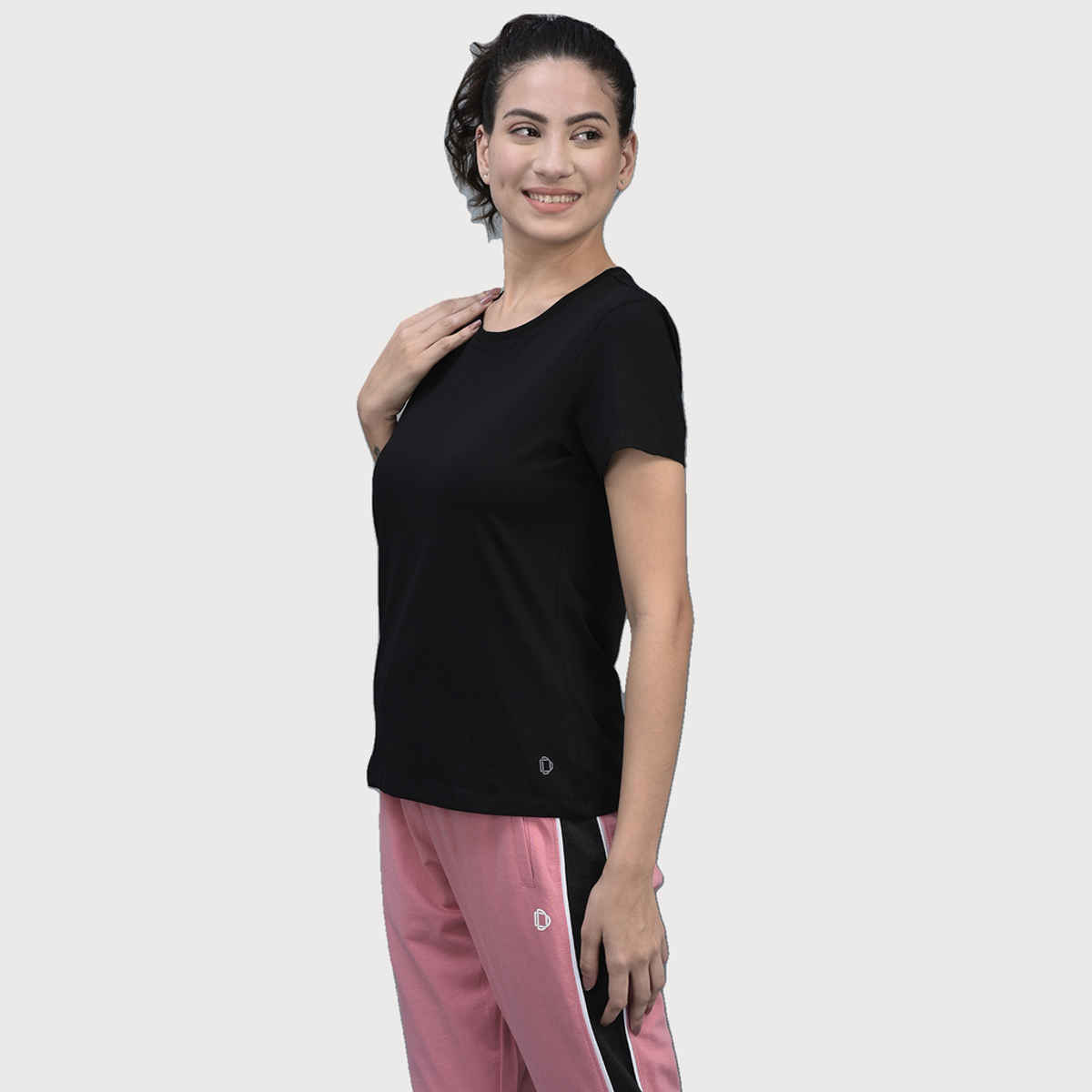 Dollar Women Round Neck T-shirt - Black | Stretchable Cotton | M