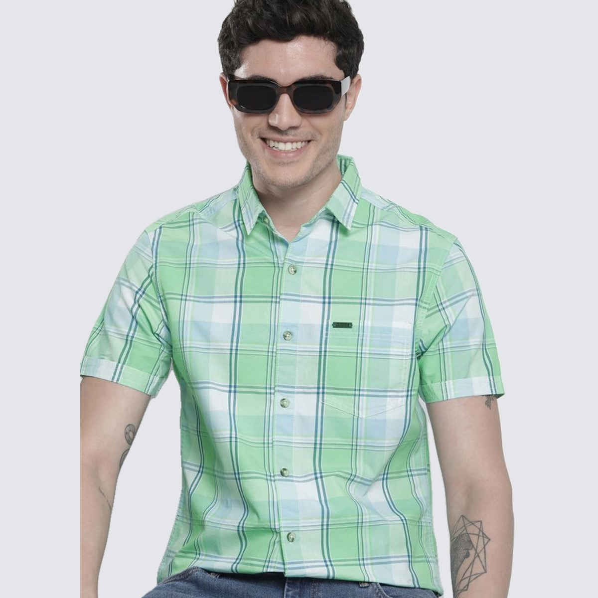 The Indian Garage Co Men's Slim Fit Checked Casual - Buy at ₹515 Online ...