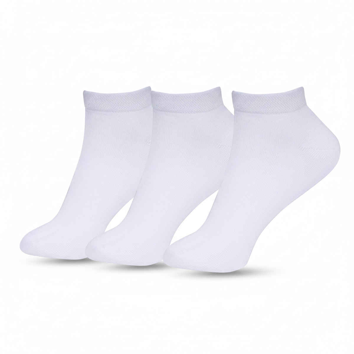 Luxrio Men's Solid Ankle Length Cotton Socks | SCK-22-3-PK-ANKL-WHT | White - Free Size