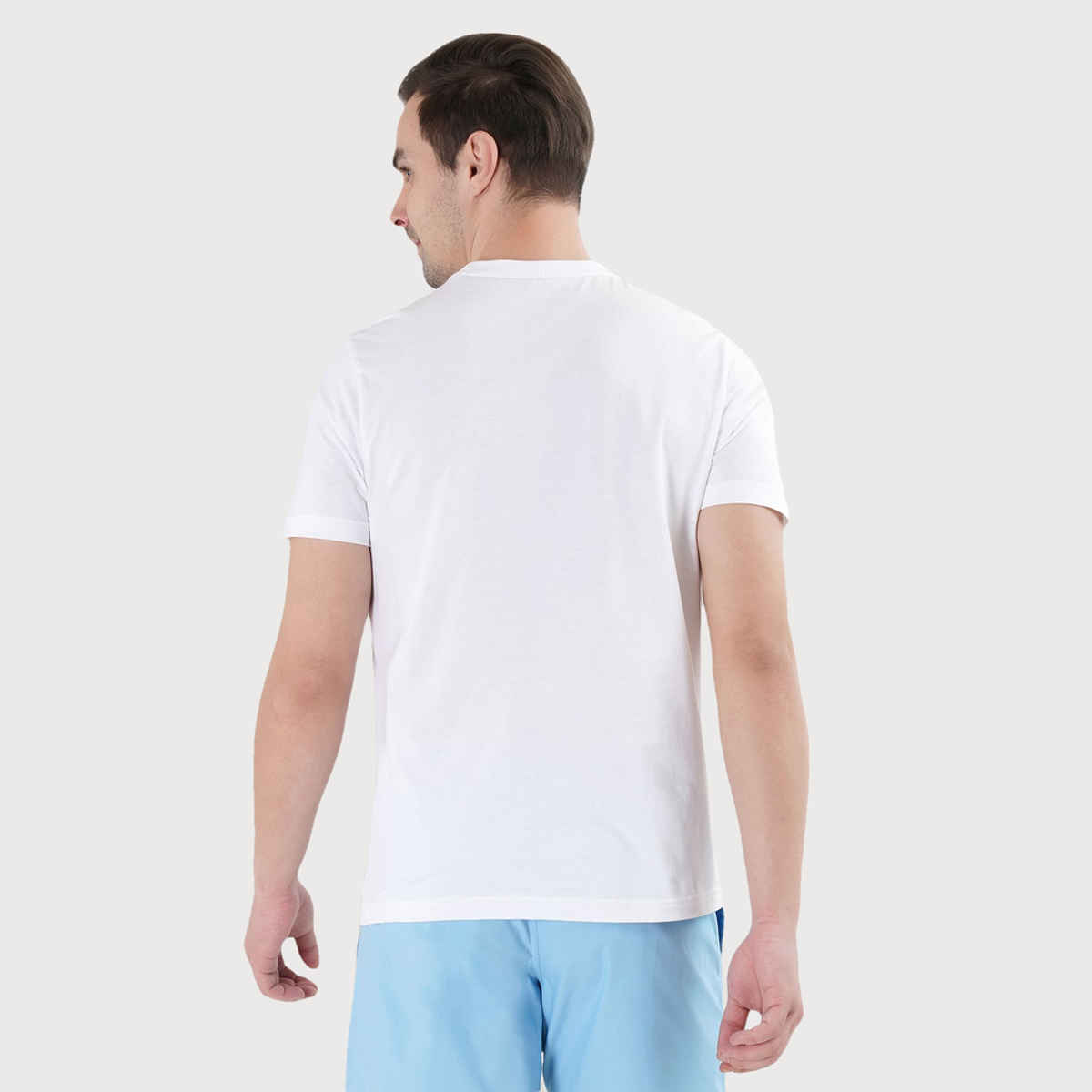 USPA Men's Solid Round Neck Lounge T Shirt - Regular Fit - White - S