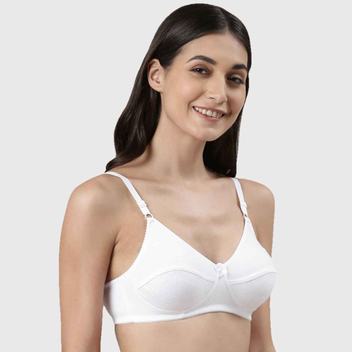 Dollar Missy Women's Cotton Wire-Free Uplift Support Bra | White - 36C