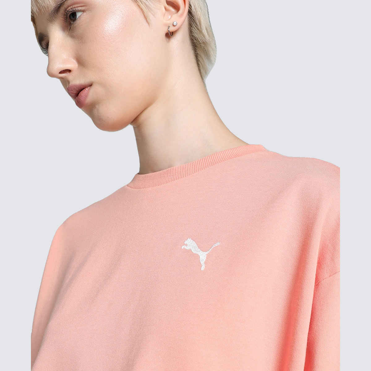 Puma Women's Sweatshirt Crew Neck Relaxed Fit - Pink | L