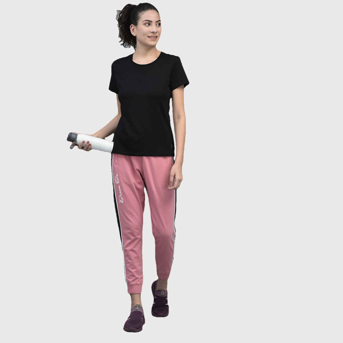 Dollar Women Round Neck T-shirt - Black | Stretchable Cotton | M