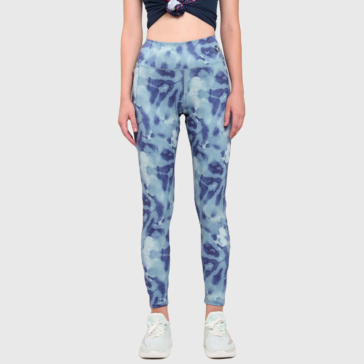 Technosport Women Printed Slim Fit Sports Tights With Elasto Plus | Alluring Azure - Xl