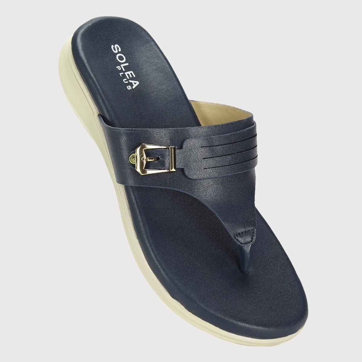 Paragon Women Anti-Skid Sole & Sturdy Construction T-Strap Flats Navy Blue - 5