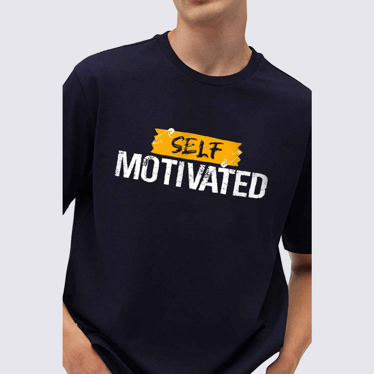De Tees Men's Half Sleeve T-shirt | MHS-MOTIVATION | Navy - M