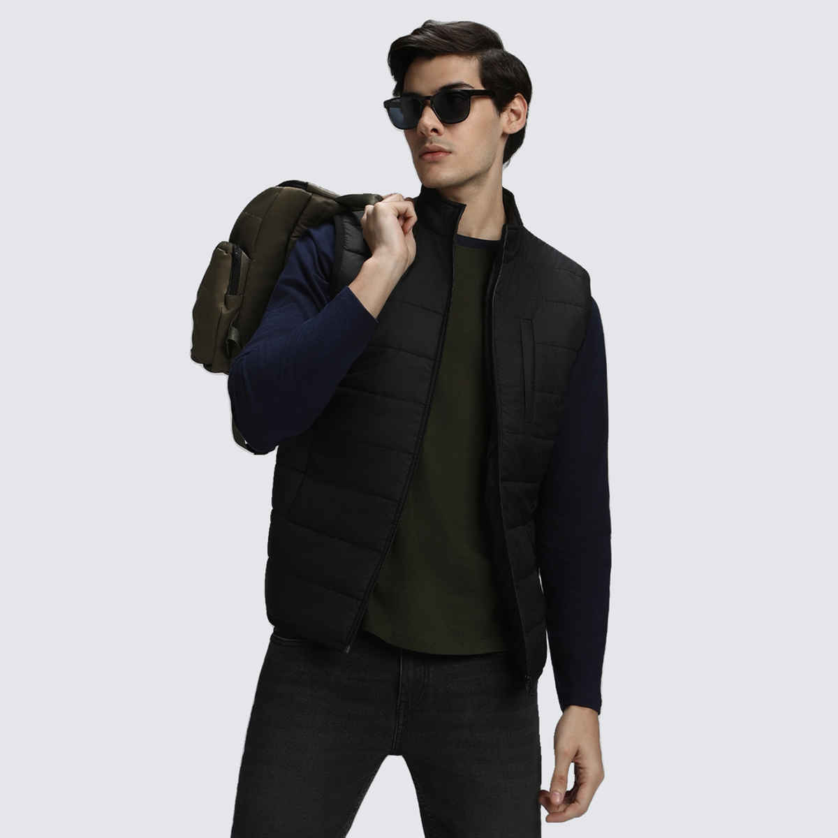 Dennis Lingo Men's Mock Neck Relaxed Fit Solid Olive Sweatshirt | Dlmssw23050 - Ol | XL
