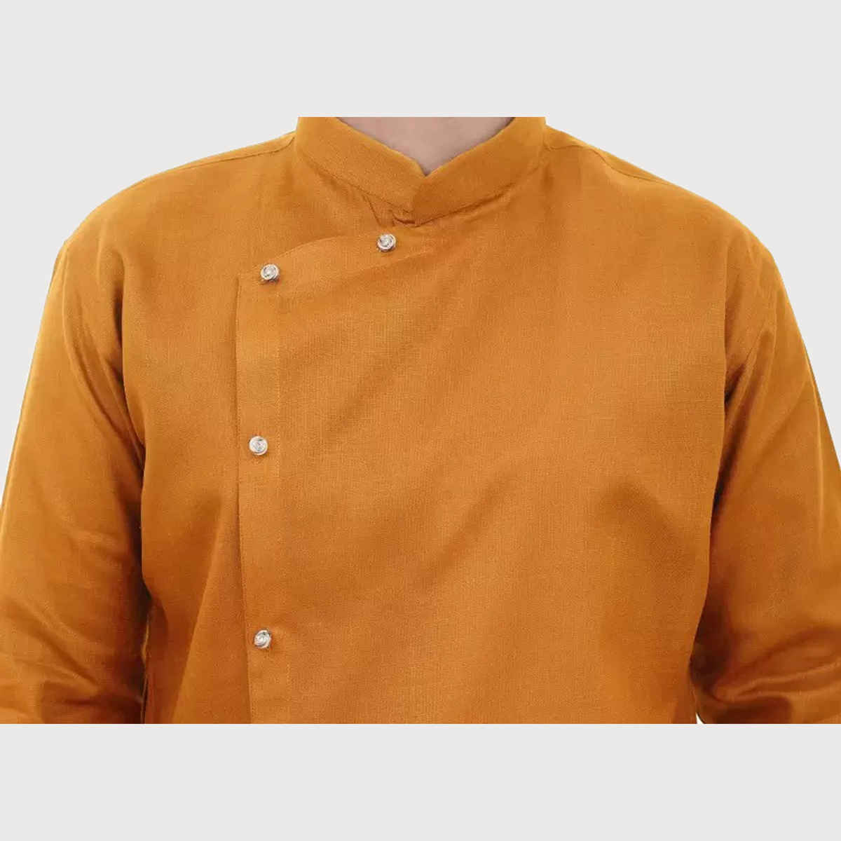 Tibra Collection Men Asymmetric Kurta - Mustard | Solid | Cotton Blend | XXL