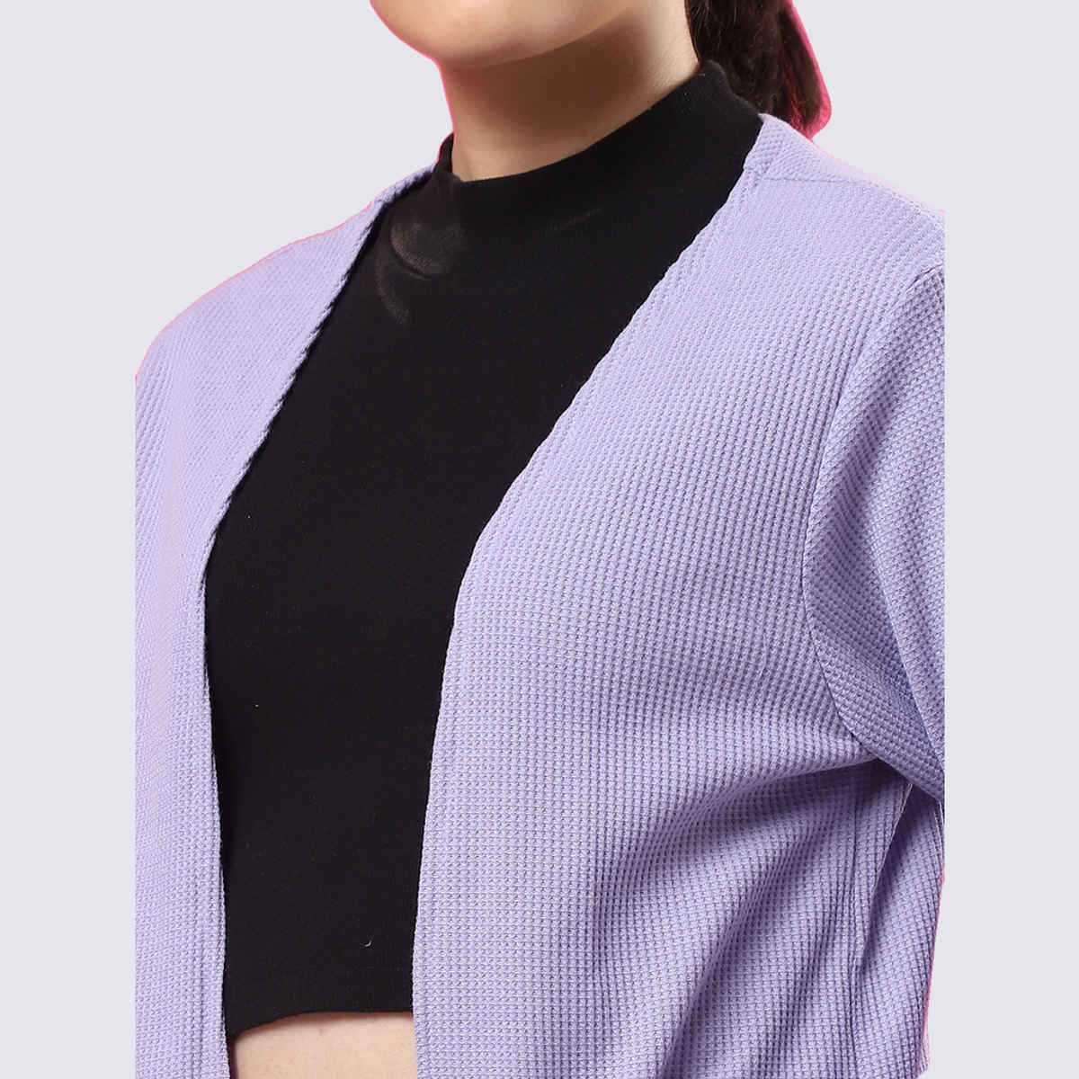 Rigo Women Waffle Shrug | Light Purple - Free Size